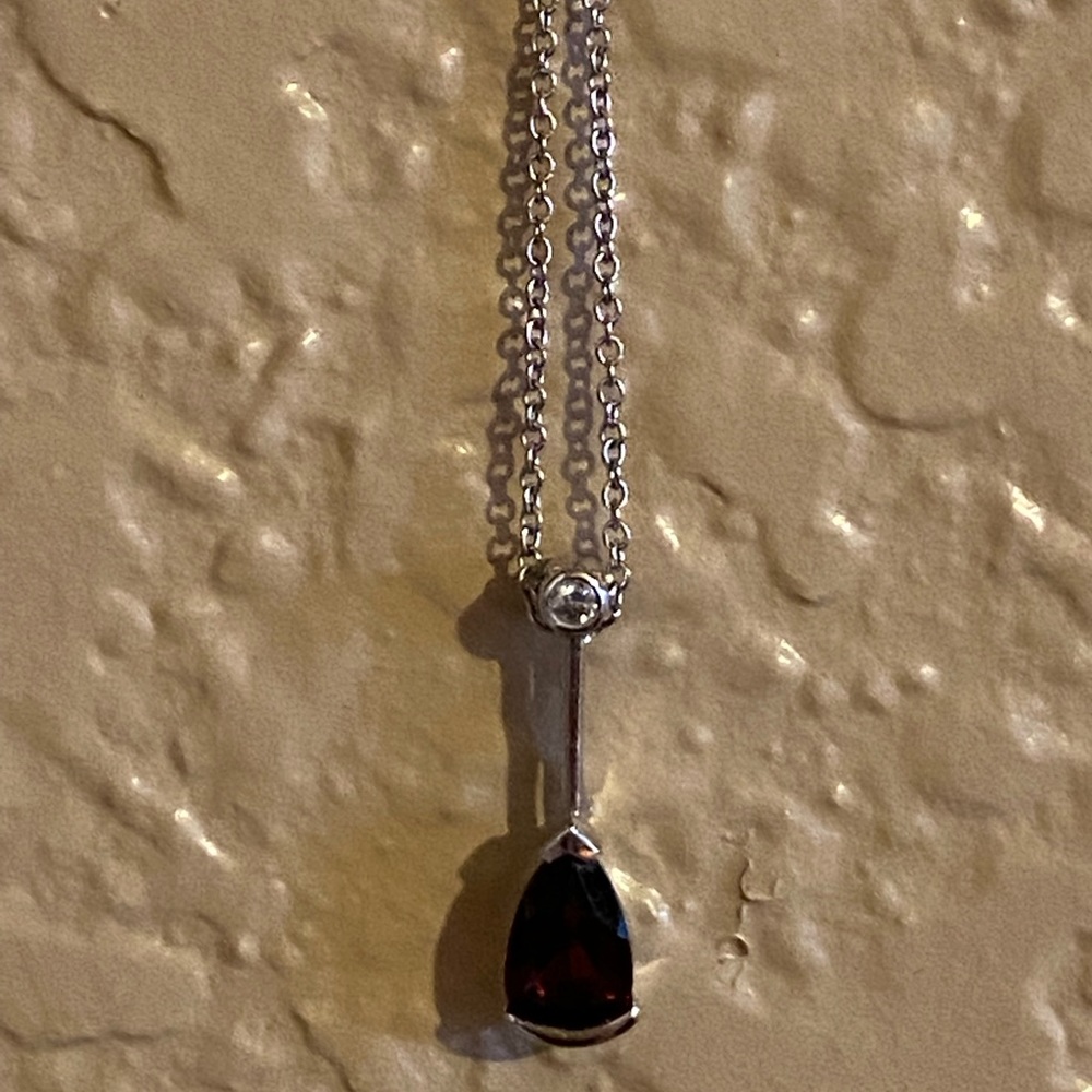 Ben Bridge 14k white gold garnet necklace